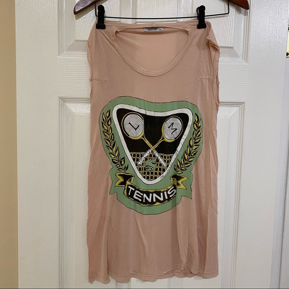 Lauren Moshi tank top with tennis graphic